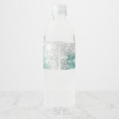Étiquette Pour Bouteilles D'eau  Turquoise et argent paillettes scintillantes Swee (Dos)