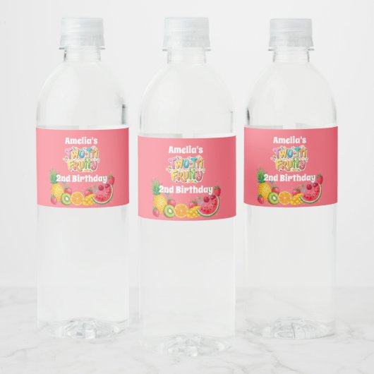 Étiquette Pour Bouteilles D'eau Two-tti Fruity 2nd Birthday Party (Bouteilles)