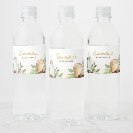 Étiquette Pour Bouteilles D'eau Un bébé brasse du café (Bouteilles)