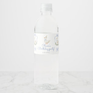 Étiquette Pour Bouteilles D'eau Un crâne de ruban bleu d'oie ridicule Anniversaire
