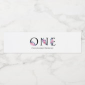 Étiquette Pour Bouteilles D'eau Un, Floral Premier Anniversaire (Étiquettes simples)