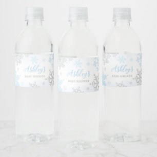 Étiquette Pour Bouteilles D'eau Un petit Baby shower bleu Snowflake