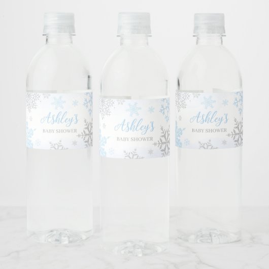 Étiquette Pour Bouteilles D'eau Un petit Baby shower bleu Snowflake (Bouteilles)