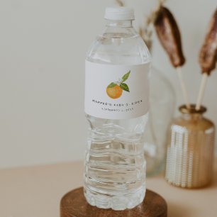 Étiquette Pour Bouteilles D'eau Un petit Baby shower Cutie Oranges
