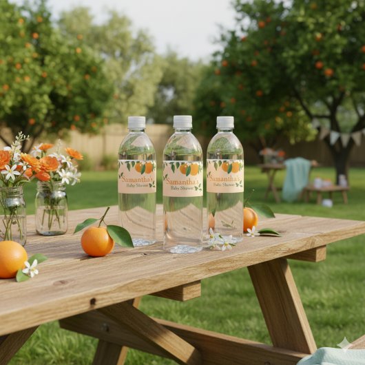 Étiquette Pour Bouteilles D'eau Un Petit Baby shower Orange Cutie