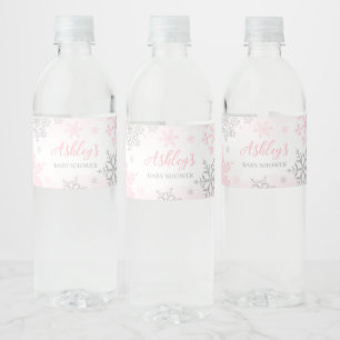 Étiquette Pour Bouteilles D'eau Un petit Baby shower rose Flocon de neige