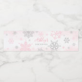 Étiquette Pour Bouteilles D'eau Un petit Baby shower rose Flocon de neige (Étiquettes simples)