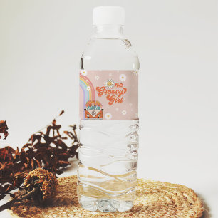 Étiquette Pour Bouteilles D'eau Une fille Super Retro Arc-en-ciel 1er anniversaire