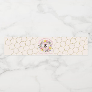 Étiquette Pour Bouteilles D'eau Une petite abeille arrive Bébé Rose Fête Prénatale