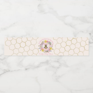 Étiquette Pour Bouteilles D'eau Une petite abeille arrive Bébé Rose Fête Prénatale