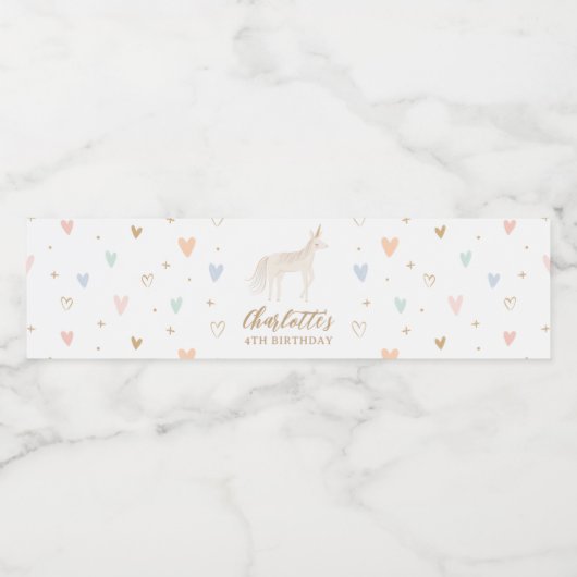Étiquette Pour Bouteilles D'eau Unicorne fête d'anniversaire (Étiquettes simples)