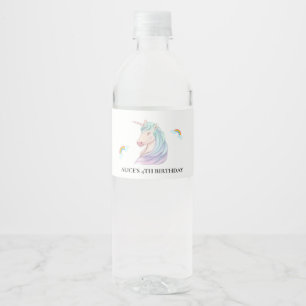 Étiquette Pour Bouteilles D'eau Unicorne rose magique Anniversaire de enfant arc-e
