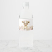 Étiquette Pour Bouteilles D'eau Vache rose Florale Highland (Devant)