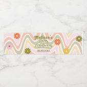 Étiquette Pour Bouteilles D'eau Vague rétro Super Fleur verte 40e anniversaire (Étiquettes simples)