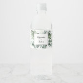 Étiquette Pour Bouteilles D'eau Végétation tropicale Blanc Floral Mariage (Devant)