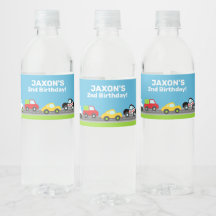 Véhicules de transport garçon anniversaire bouteil