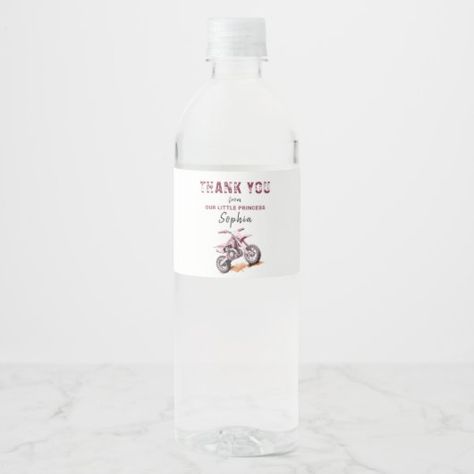 Étiquette Pour Bouteilles D'eau Vélo Pink Dirt Editable Anniversaire (Devant)