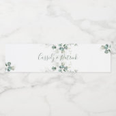 Étiquette Pour Bouteilles D'eau Verdure aquarelle, Mariage feuille eucalyptus (Étiquettes simples)