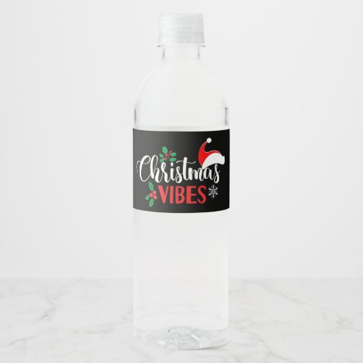 Étiquette Pour Bouteilles D'eau Vibes de Noël (Devant)