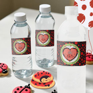 Étiquette Pour Bouteilles D'eau Vibrant Ladybug Polka Dot Water Bottle Label 