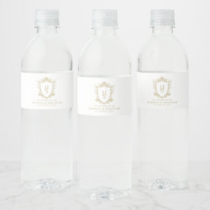 Étiquette Pour Bouteilles D'eau Vieux Argent Blason Vintage Mariage
