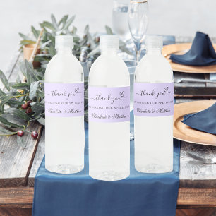 Étiquette Pour Bouteilles D'eau Violet lavender script mariage merci