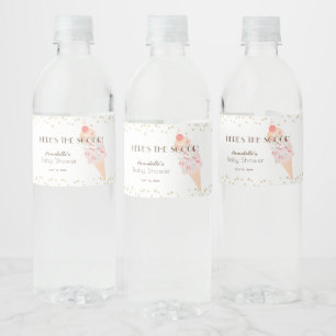 Étiquette Pour Bouteilles D'eau Voici le Baby shower rose crème glacée Scoop