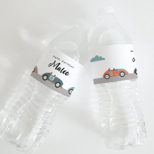 Étiquette Pour Bouteilles D'eau Voiture De Course Rétro À Thème Anniversaire