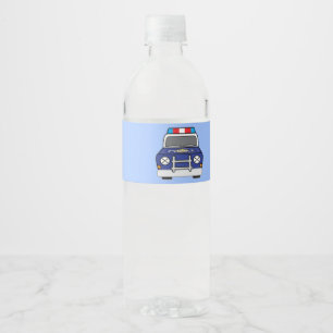 Étiquette Pour Bouteilles D'eau Voiture de patrouille bleu gras