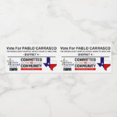 Étiquette Pour Bouteilles D'eau Vote pour Pablo Carrasco (Étiquettes simples)
