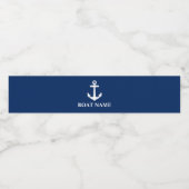 Étiquette Pour Bouteilles D'eau Votre nom de bateau Ancre Bleu (Étiquettes simples)