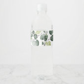 Étiquette Pour Bouteilles D'eau Watercolor Eucalyptus Greenery Bridal Shower Favor (Dos)