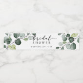 Étiquette Pour Bouteilles D'eau Watercolor Eucalyptus Greenery Bridal Shower Favor (Étiquettes simples)