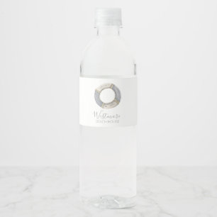 Étiquette Pour Bouteilles D'eau Watercolor Live Preserver Beach House