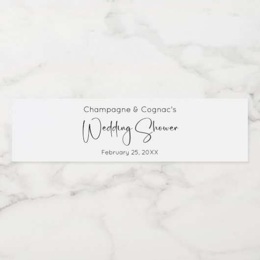 Étiquette Pour Bouteilles D'eau Wedding shower de script moderne (Étiquettes simples)
