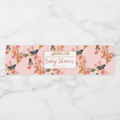 Étiquette Pour Bouteilles D'eau Whimsical rose Boho Butterfly Baby shower fille (Étiquettes simples)