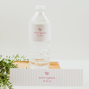 Étiquette Pour Bouteilles D'eau Whimsical rose Doodle Hearts Mariage