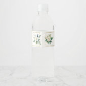 Étiquette Pour Bouteilles D'eau White Floral Greenery Elegant Personalized Wedding (Dos)