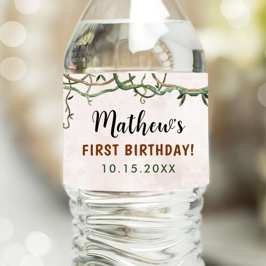 Étiquette Pour Bouteilles D'eau Wild One Tropical Safari premier anniversaire