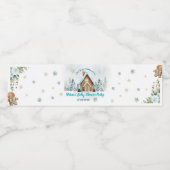 Étiquette Pour Bouteilles D'eau Winter Gingerbread House Blue Baby Shower  (Étiquettes simples)