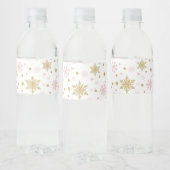 Étiquette Pour Bouteilles D'eau Winter Onederland Pink Gold Snowflake Anniversaire (Bouteilles)