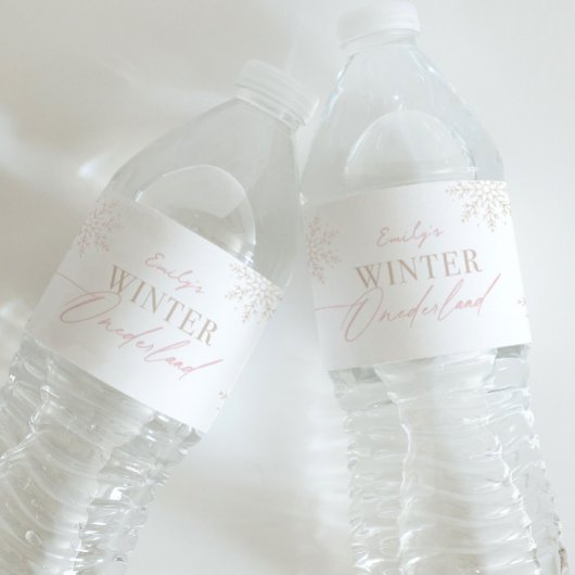 Étiquette Pour Bouteilles D'eau Winter Onederland Pink Snowflake 1er anniversaire