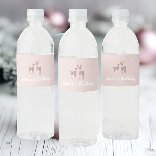Étiquette Pour Bouteilles D'eau Winter Wonderland Anniversaire Rose Et Cerf