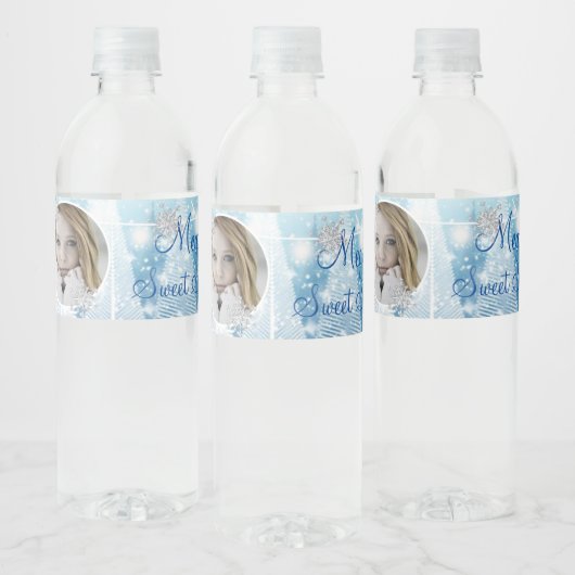 Étiquette Pour Bouteilles D'eau Winter Wonderland Diamond Snowflakes String Lights (Bouteilles)