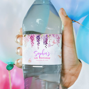 Étiquette Pour Bouteilles D'eau Wisteria florale lunaire Anniversaire de enfant