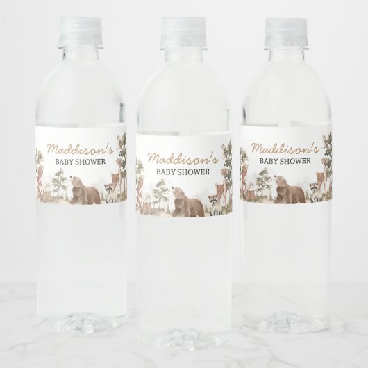 Étiquette Pour Bouteilles D'eau Woodland Animals Adventure Await Baby shower (Bouteilles)