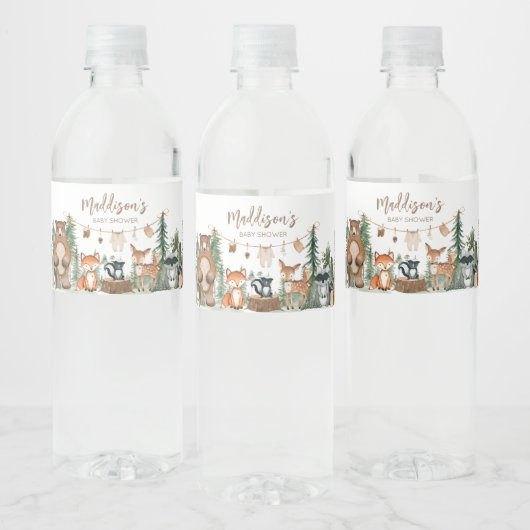 Étiquette Pour Bouteilles D'eau Woodland Animals Adventure Await Baby shower (Bouteilles)
