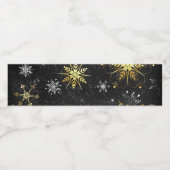 Étiquette Pour Bouteilles D'eau Xmas Golden Snowflakes on Black Background (Étiquettes simples)