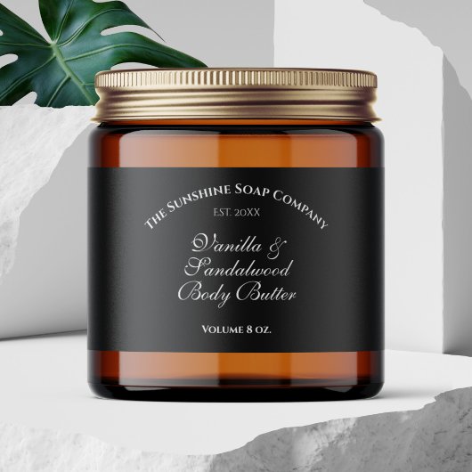 Étiquette Pour Bouteilles D'eau Year Established Black Body Butter Jar Label