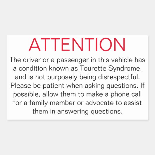 Étiquette pour conseiller la police de Tourette (Devant)